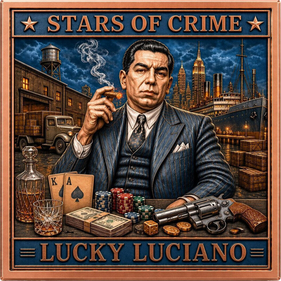 2026 Stars of Crime - Lucky Luciano 5 oz Copper Medal (06/26)