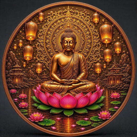 Lotus Buddha Colorized 5 oz Copper Medal (06/19)