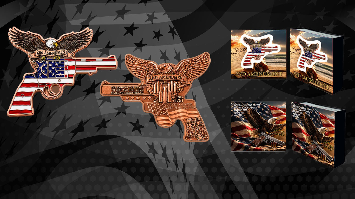 2nd Amendment Freedom Eagle Colorized 5 oz Copper Medal (06/22)