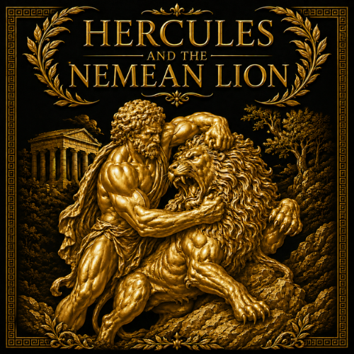 Hercules and the Nemean Lion 5 oz Copper Medal (08/10)