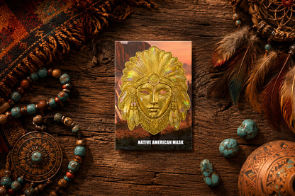 Native American Mask Shaped 1/4g Gold Medal in Card