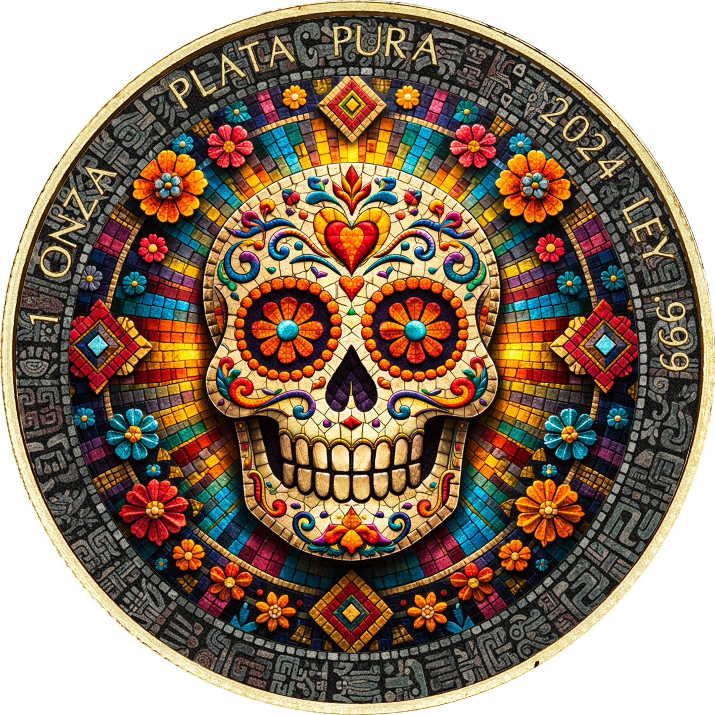 2024 Mexico Libertad Mosaic Sugar Skull Edition 1 oz Silver Coin (07/13)
