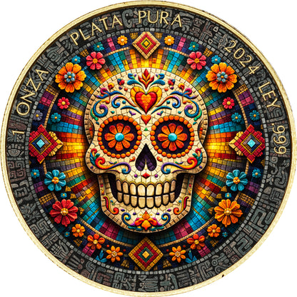 2024 Mexico Libertad Mosaic Sugar Skull Edition 1 oz Silver Coin (07/13)
