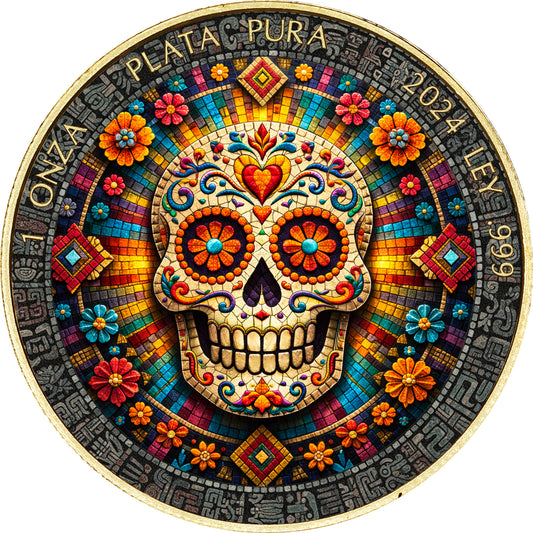 2024 Mexico Libertad Mosaic Sugar Skull Edition 1 oz Silver Coin (07/13)