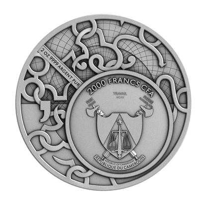 2026 Cameroon Paris & the Three Graces Antiqued 2 oz Silver Coin (07/15)