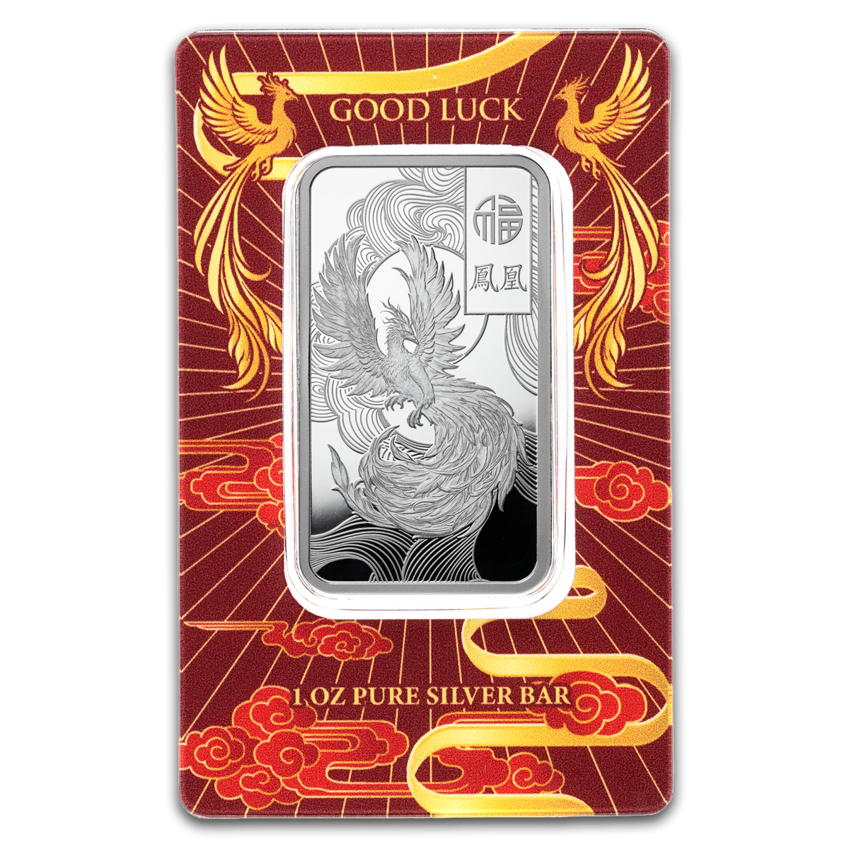 Estimate: PAMP Good Luck Phoenix 1 oz Silver Bar