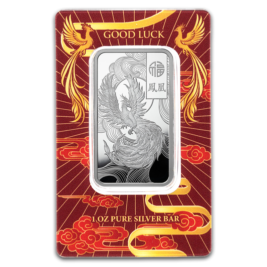 Estimate: PAMP Good Luck Phoenix 1 oz Silver Bar