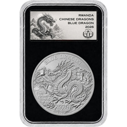 2026 Rwanda Chinese Blue Dragon Reverse Proof 1 oz Silver Coin