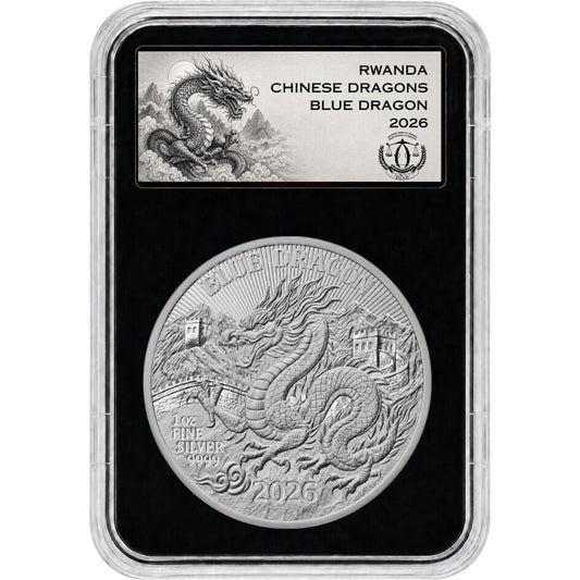 2026 Rwanda Chinese Blue Dragon Reverse Proof 1 oz Silver Coin