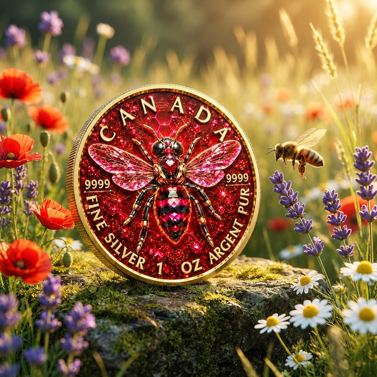 2026 Canada Maple Leaf Ruby Bee Edition 1 oz Silver Coin