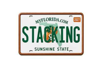 2027 Stacking Across America Florida License Plate Colorized 1 oz Copper Bar (Series 3)