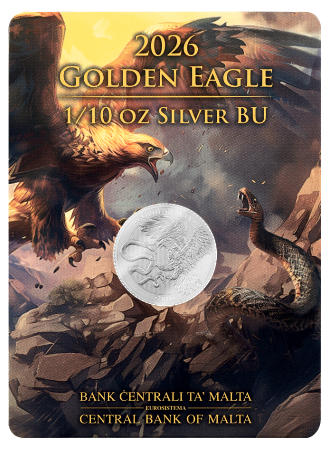 Estimate: 2026 Malta Golden Eagle BU 1/10 oz Silver Coin in Card