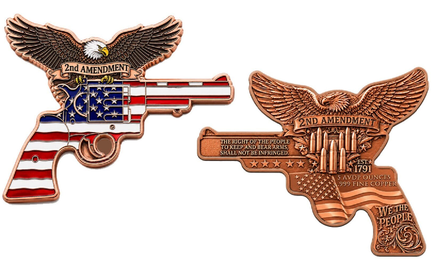 2nd Amendment Freedom Eagle Colorized 5 oz Copper Medal (06/22)