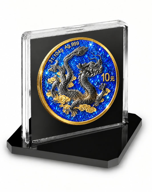 2026 China Dragon Imperial Blue Edition 1 oz Silver Coin