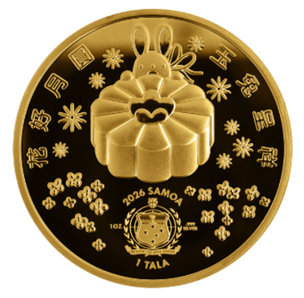 2026.3.31財守金蟾之日進斗金　新潟産上質碧玉 2026 Samoa Rabbit and the Moon HR Gilded 1 oz Silver Coin – MCCGAUSA