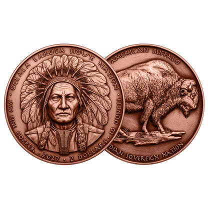 2027 Sioux Nation Sitting Bull UHR 10 oz Copper Coin - Display Box
