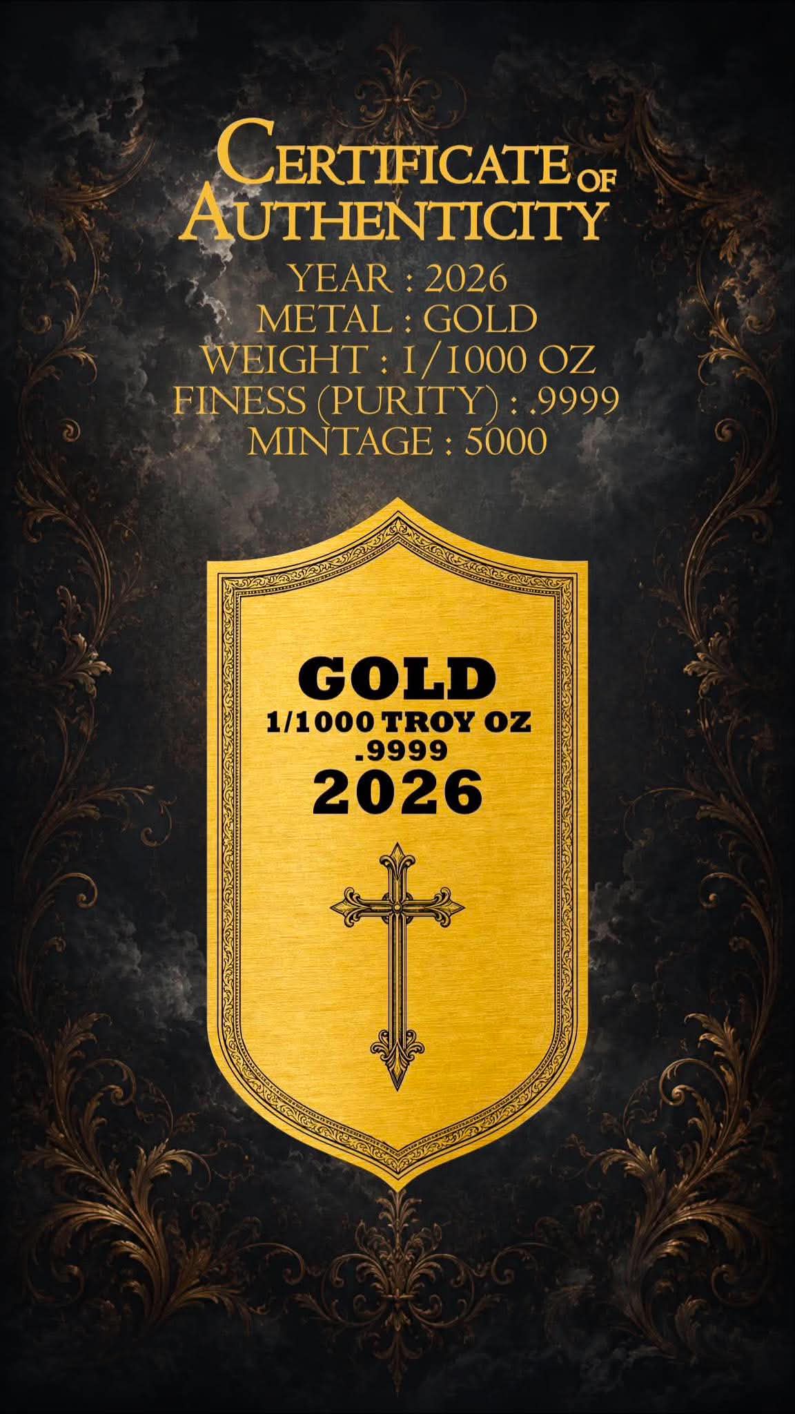 2026 Archangel Michael Colorized 1/1000 oz Gold Medal in Card (07/03)