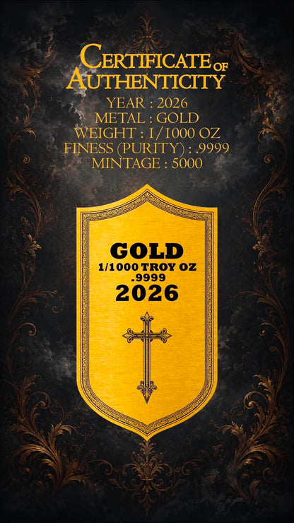 2026 Archangel Michael Colorized 1/1000 oz Gold Medal in Card (07/03)