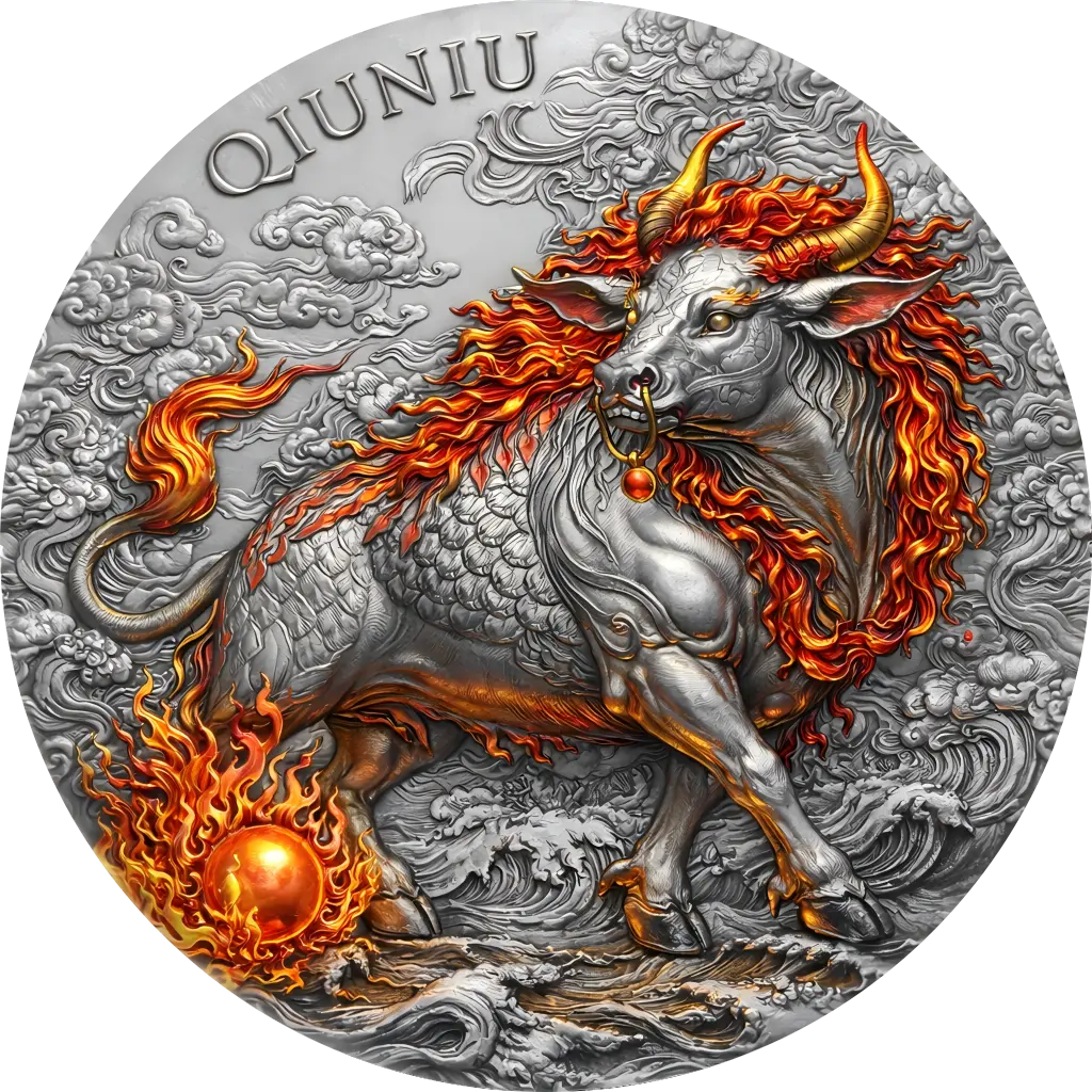 2026 Truth Guard Qiu Niu Fiery Mythic Bull 2 oz Silver Coin