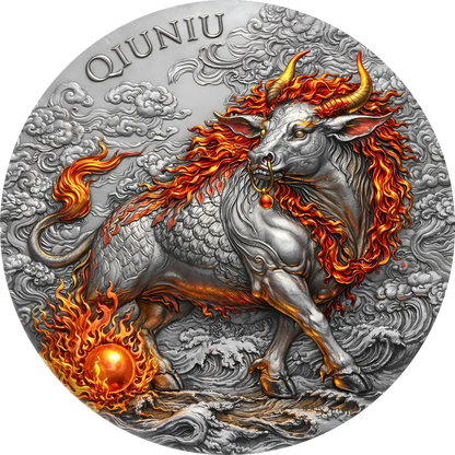 2026 Truth Guard Qiu Niu Fiery Mythic Bull 2 oz Silver Coin