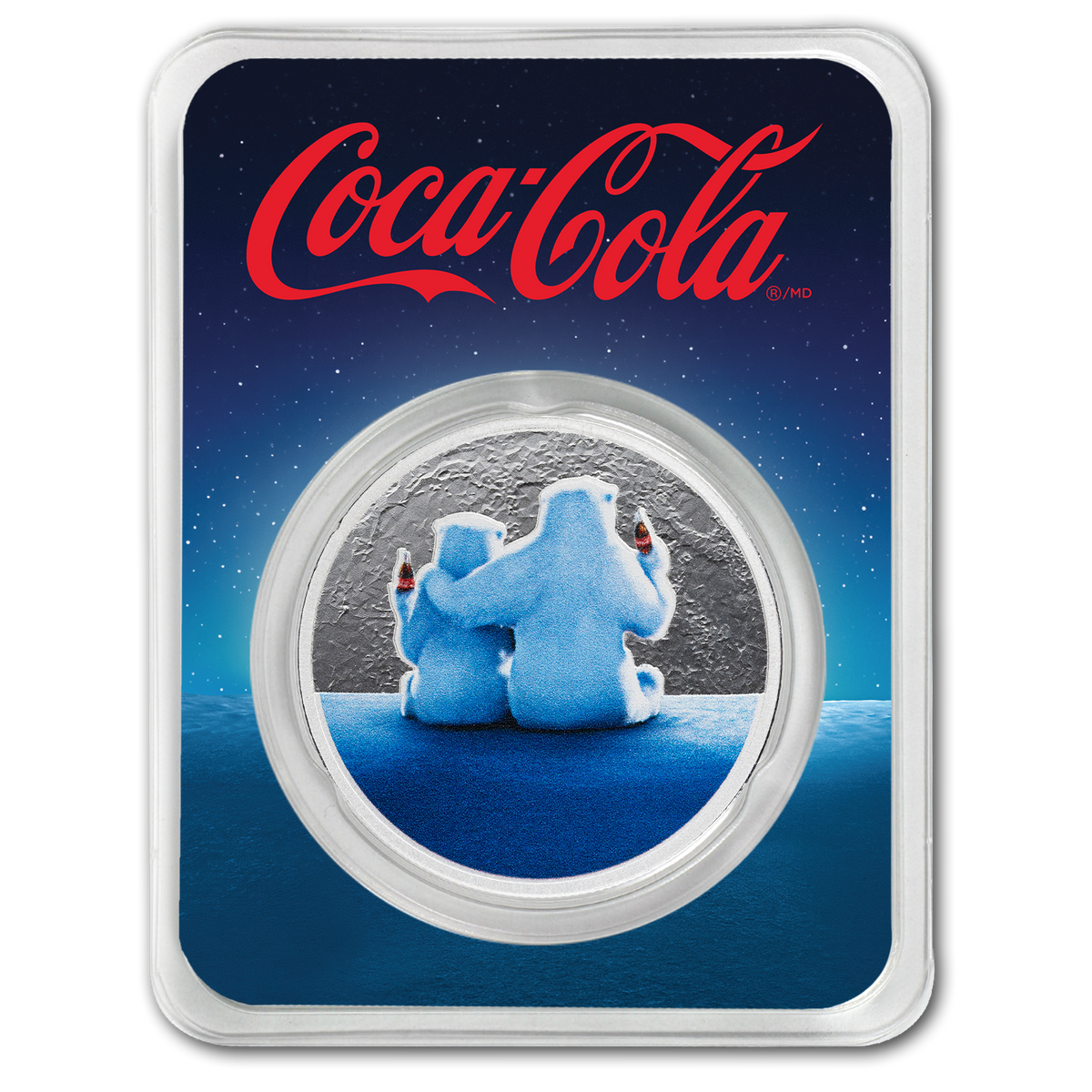 Estimate: 2026 PAMP Coca-Cola Polar Bears Colorized 1 oz Silver Round in TEP
