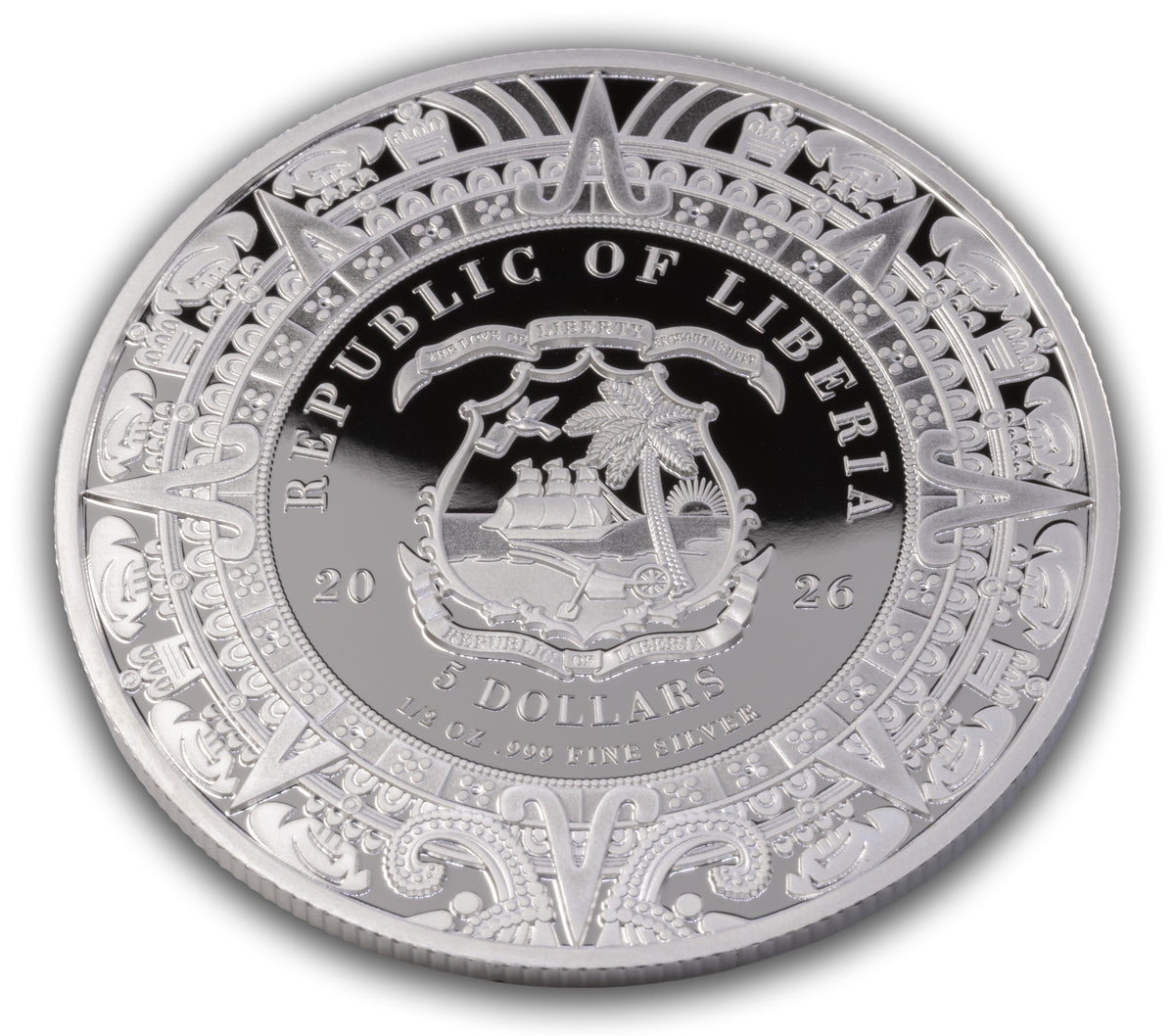 2026 Liberia Aztec Heritage Itzapapolotl 1/2 oz Silver Coin