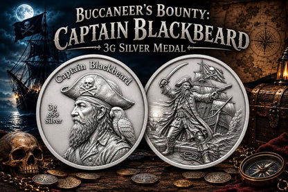In Stock! 2026 Buccaneer's Bounty - Captain Blackbeard 3g Silver Medal