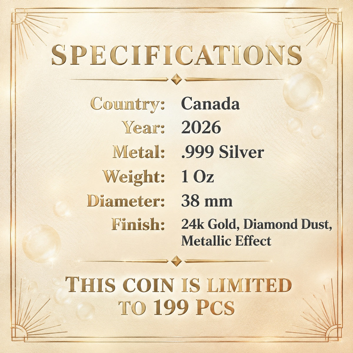 2026 Canada Maple Leaf Golden Champagne Edition 1 oz Silver Coin