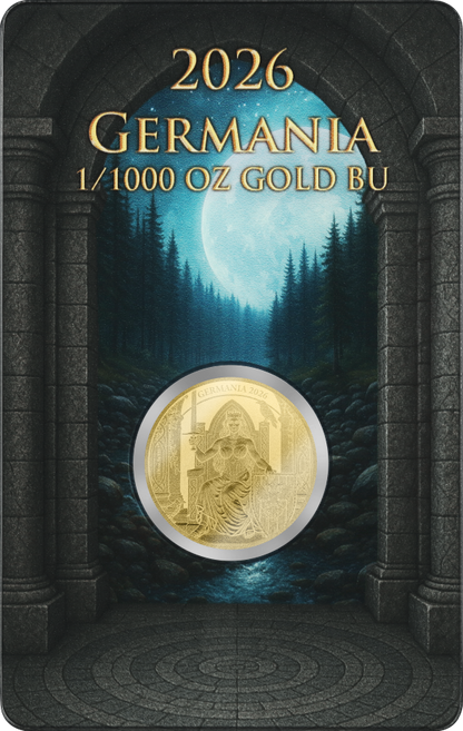2026 Germania Lady Germania 1/1000 oz Gold Round in Card (07/13)