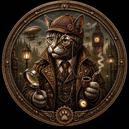 In Stock! Steampunk: Purrlock Holmes 1 oz Copper