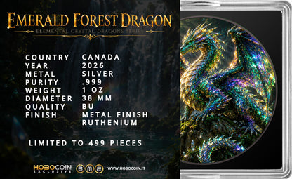 2026 Canada Maple Leaf Emerald Forest Dragon Edition 1 oz Silver Coin (07/16)