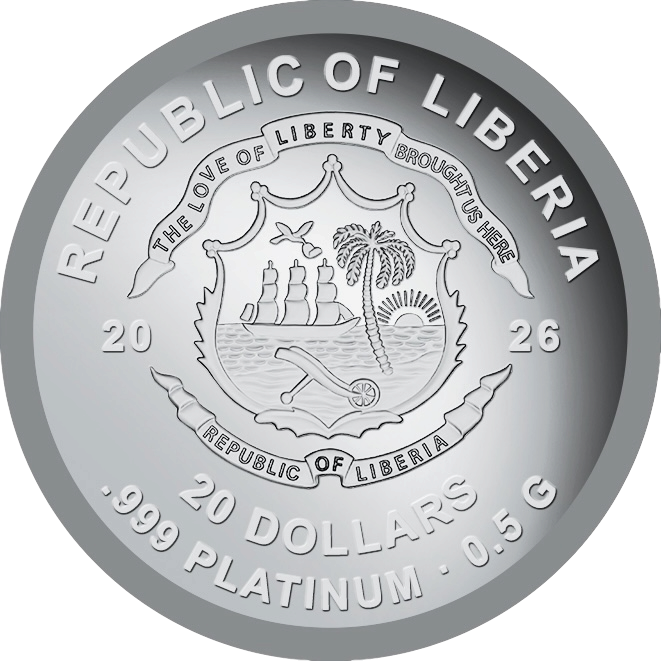 2026 Liberia Rock N Roll Records 0.5g Platinum Coin (07/20)