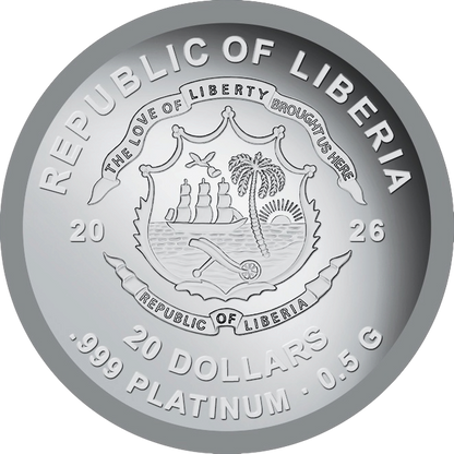 2026 Liberia Rock N Roll Records 0.5g Platinum Coin (07/20)