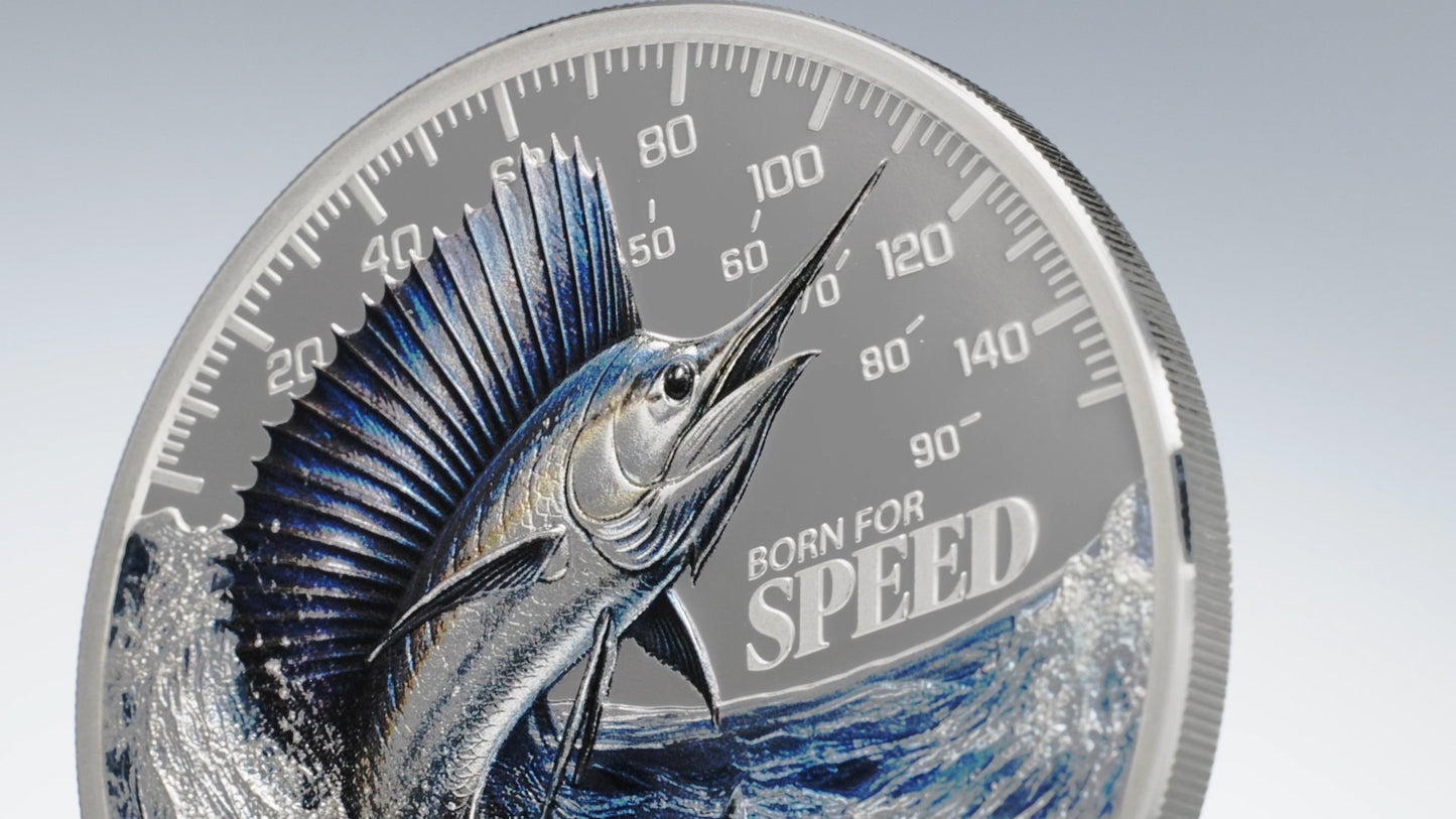 2027 Cook Islands Born for Speed - Sailfish 1 oz Silver Coin