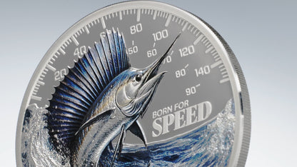 2027 Cook Islands Born for Speed - Sailfish 1 oz Silver Coin