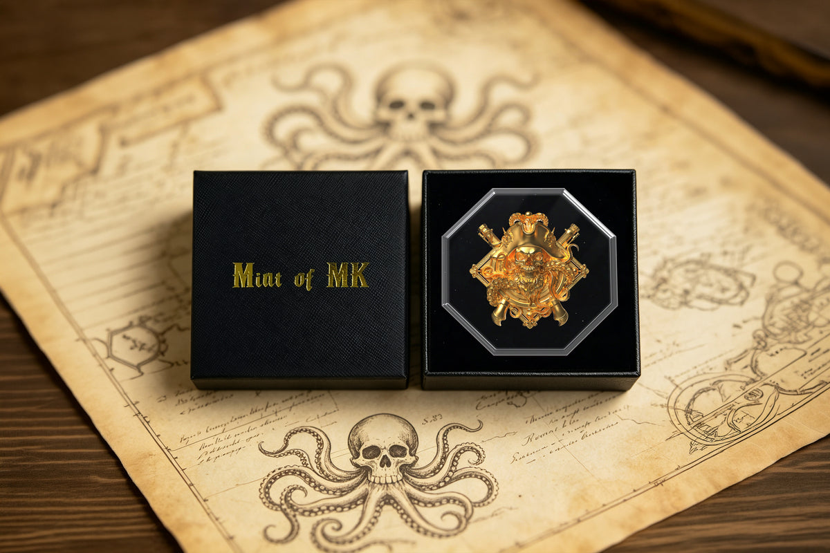 2027 Liberia Undead Captain Kraken Gold Gilded 2 oz Silver Coin