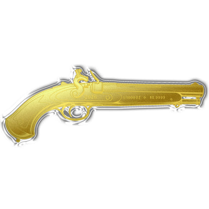 2026 Flintlock Pistol Shaped 1/1000 oz Gold Medal in Card (07/27)