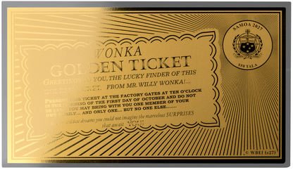 2027 Samoa Willy Wonka Golden Ticket 0.5g Gold Coin