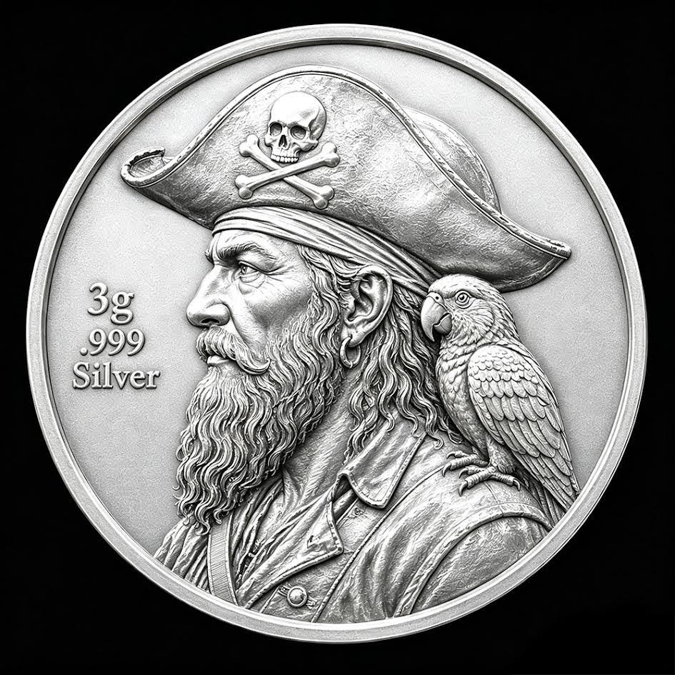 In Stock! 2026 Buccaneer's Bounty - Captain Blackbeard 3g Silver Medal