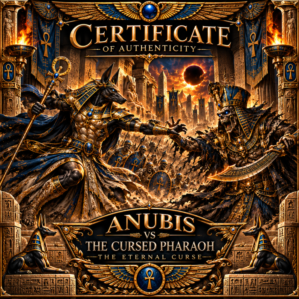Anubis vs the Cursed Pharaoh 1 Kilo Copper Medal with 1 oz Silver Eagle Insert