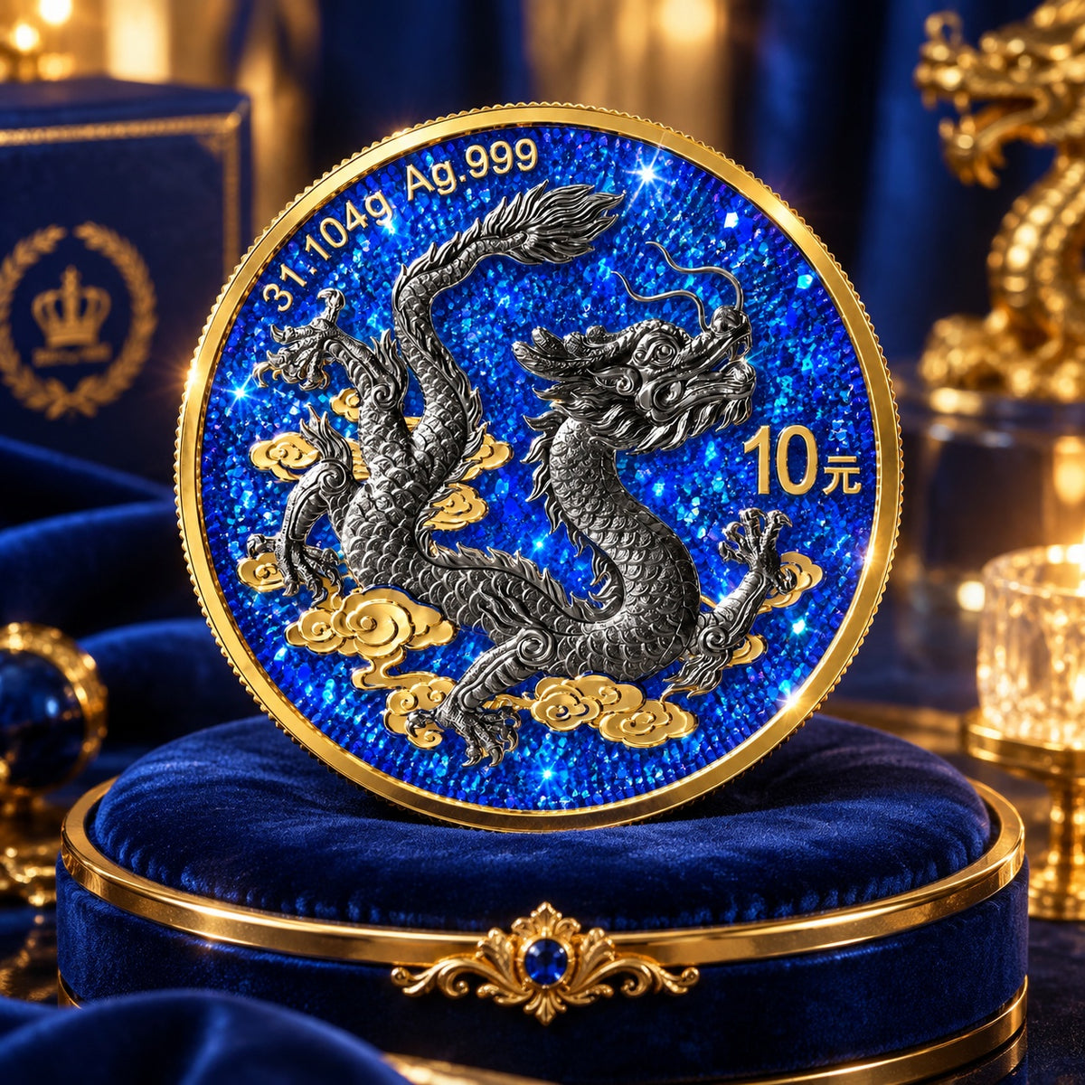 2026 China Dragon Imperial Blue Edition 1 oz Silver Coin