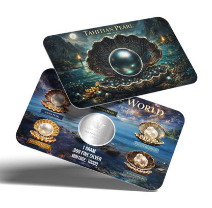 Tahitian Pearl Shaped 1g Silver Medal in Card