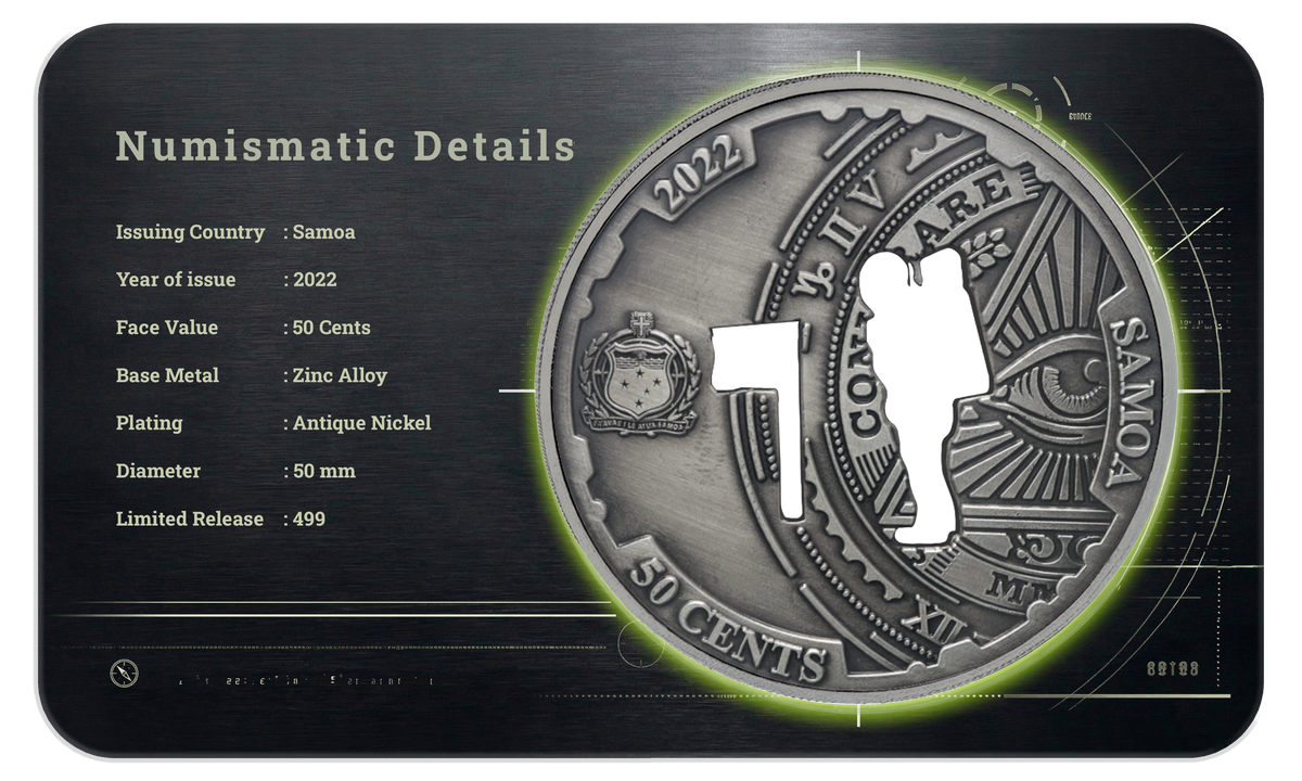 2022 Samoa Conspiracy Collection - Moon Landing Cut-Out CN Coin in Card