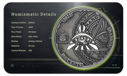 2022 Samoa Conspiracy Collection - Illuminati Cut-Out CN Coin in Card