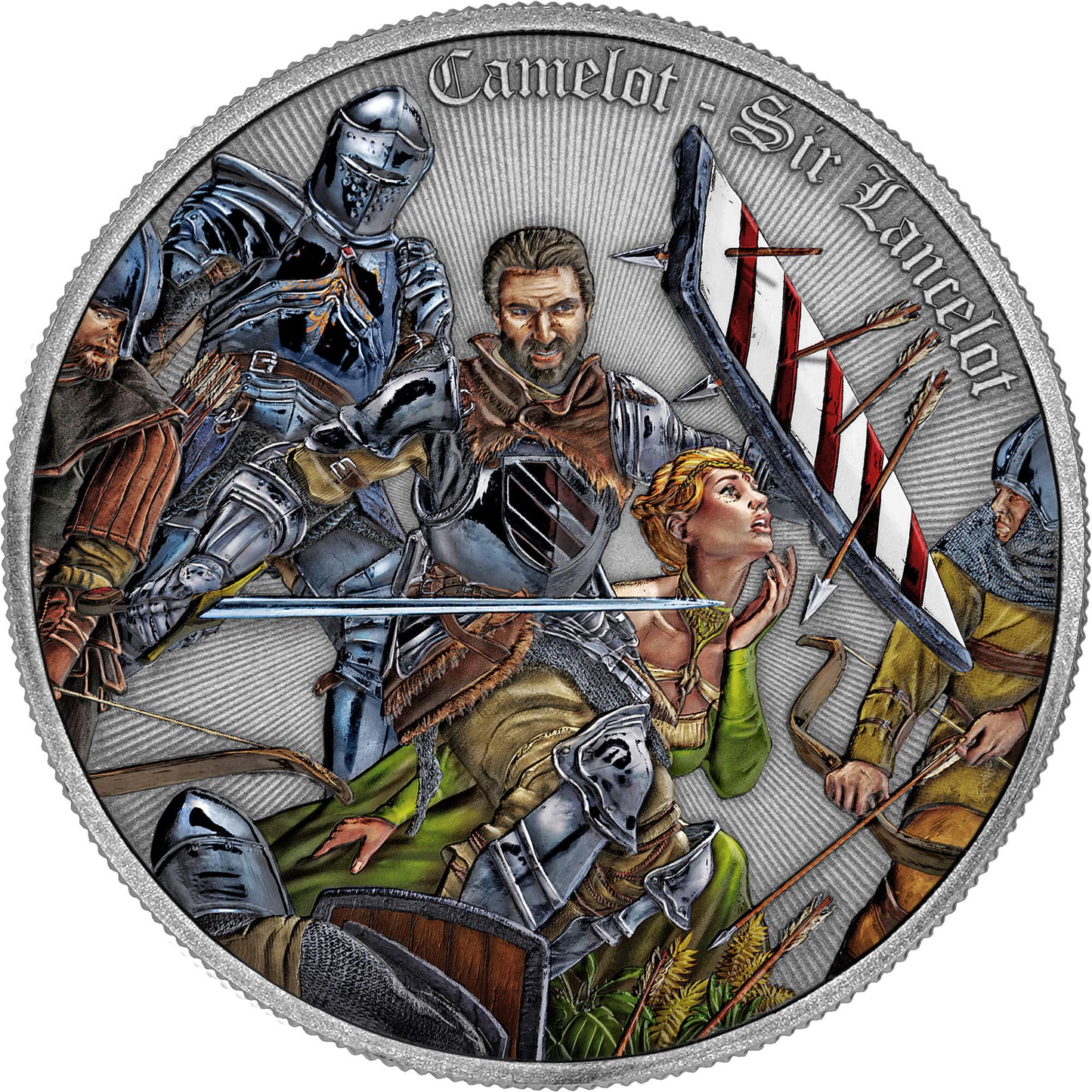 2024 Niue Camelot Sir Lancelot Colorized Antiqued 1 oz Silver Coin (06/19)