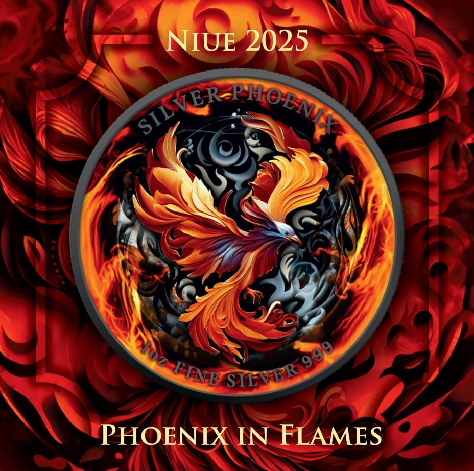 In Stock! 2025 Niue Phoenix In Flames Edition 1oz Silver Coin