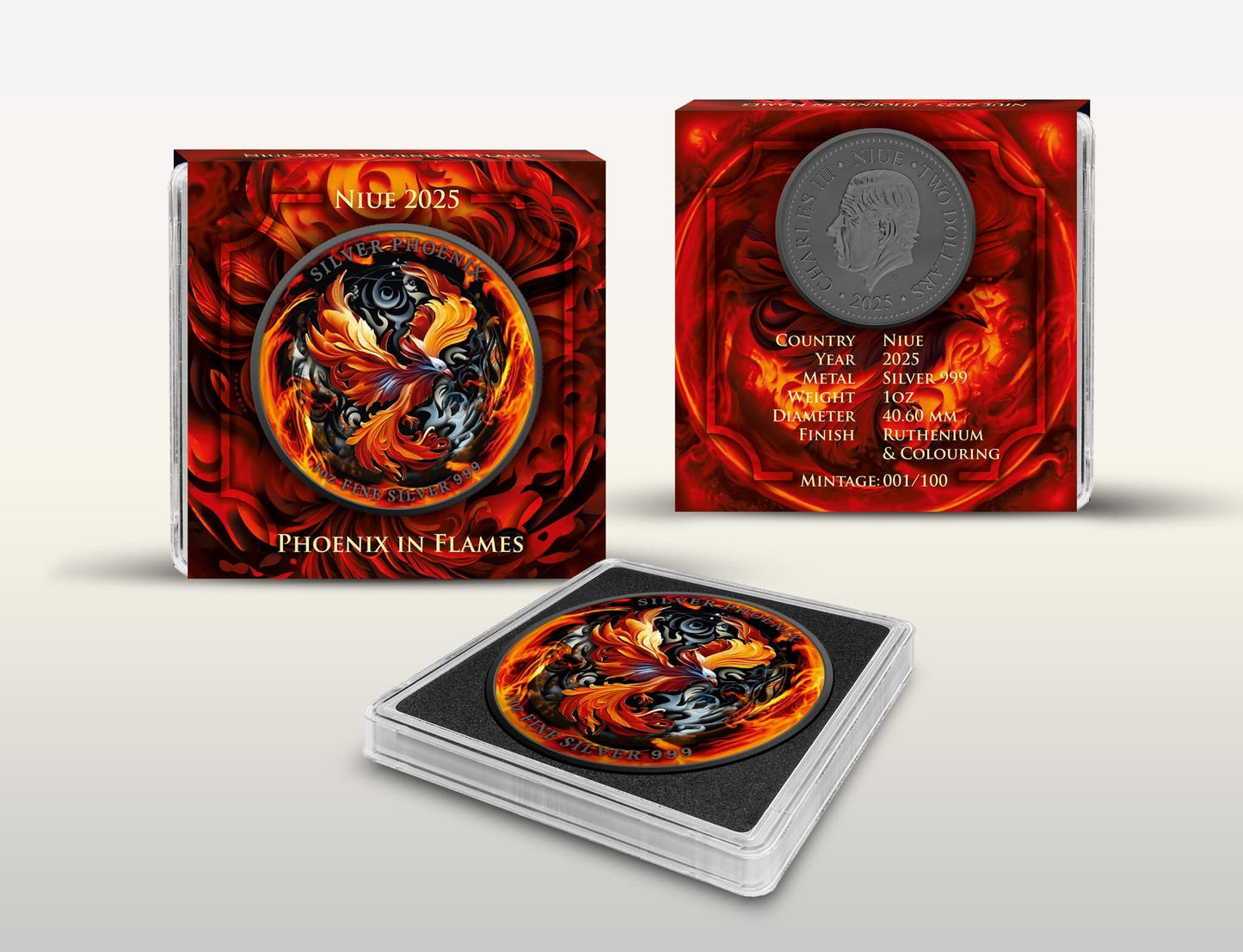 In Stock! 2025 Niue Phoenix In Flames Edition 1oz Silver Coin