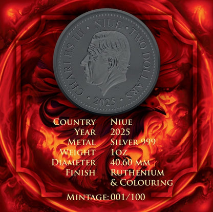 In Stock! 2025 Niue Phoenix In Flames Edition 1oz Silver Coin