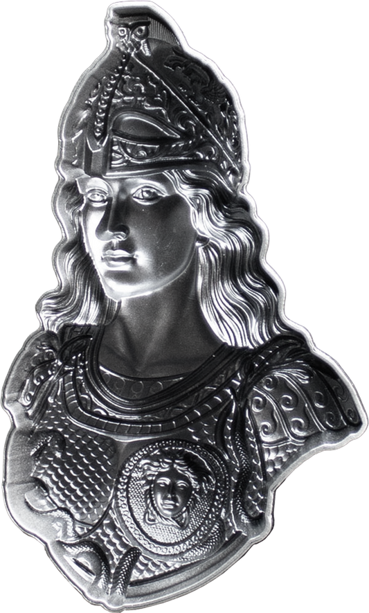 2026 Samoa Athena Shaped Stacker 2 oz Silver Coin - Display Stand