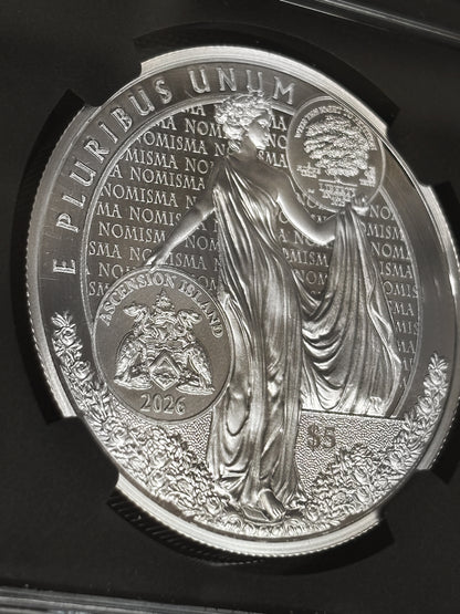 2026 Ascension Island Pittsburgh ANA Show Eagle 1 oz Silver Coin NGC PF 70 UCAM Iskowitz Signed